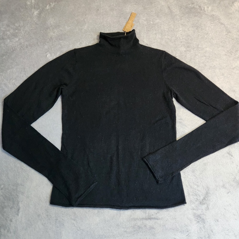 New SKIMS Sheer Cashmere Turtleneck Onyx Black s Small Tag LS-LST-9917W